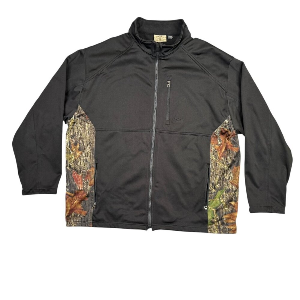 Tag Safari Jacket Softshell Coat Mens 2XL Black Camo Zip Up Hunting Outdoor XXL